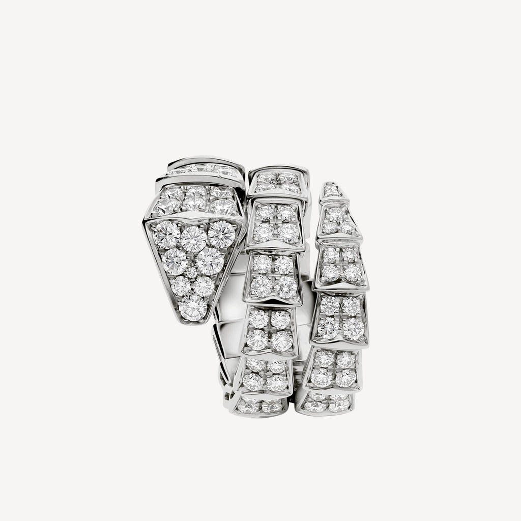 Bvlgari Serpenti Viper Full Pave Moissanite Ring - 18K White Gold