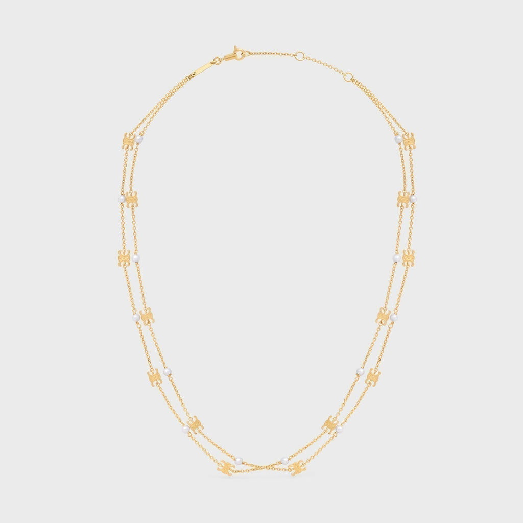 Celine Triomphe Pearl Double Necklace