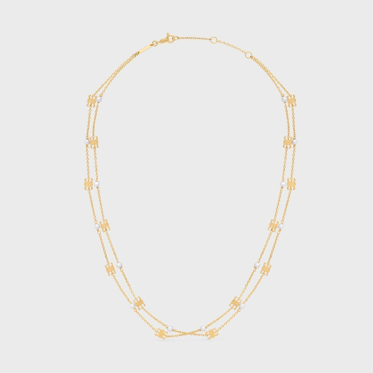 Celine Triomphe Pearl Double Necklace