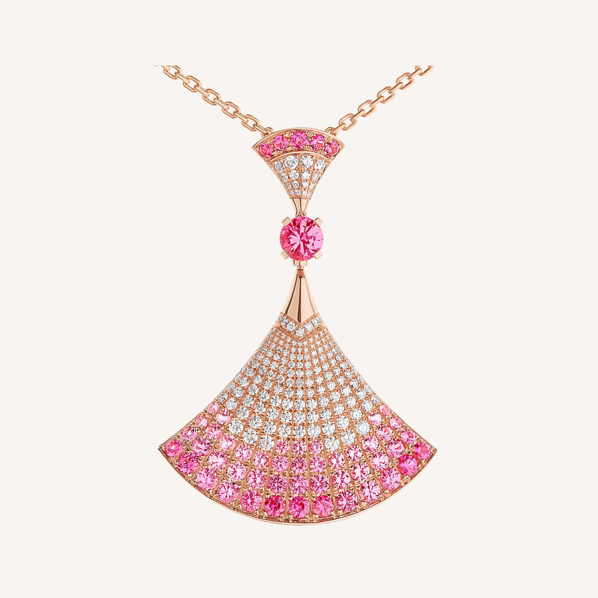 Bvlgari DIVAS' DREAM Pink Moissanite Necklace - 18K Gold