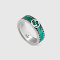 Gucci Double G Interlocking G Turquoise Enamel Ring