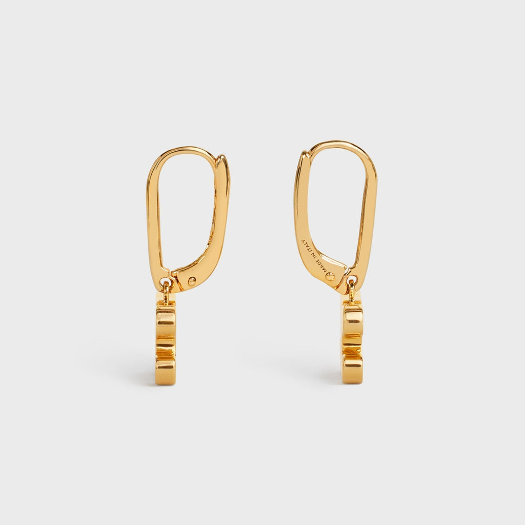 Celine Triomphe Rhinestone Earrings - 18K Yellow Gold