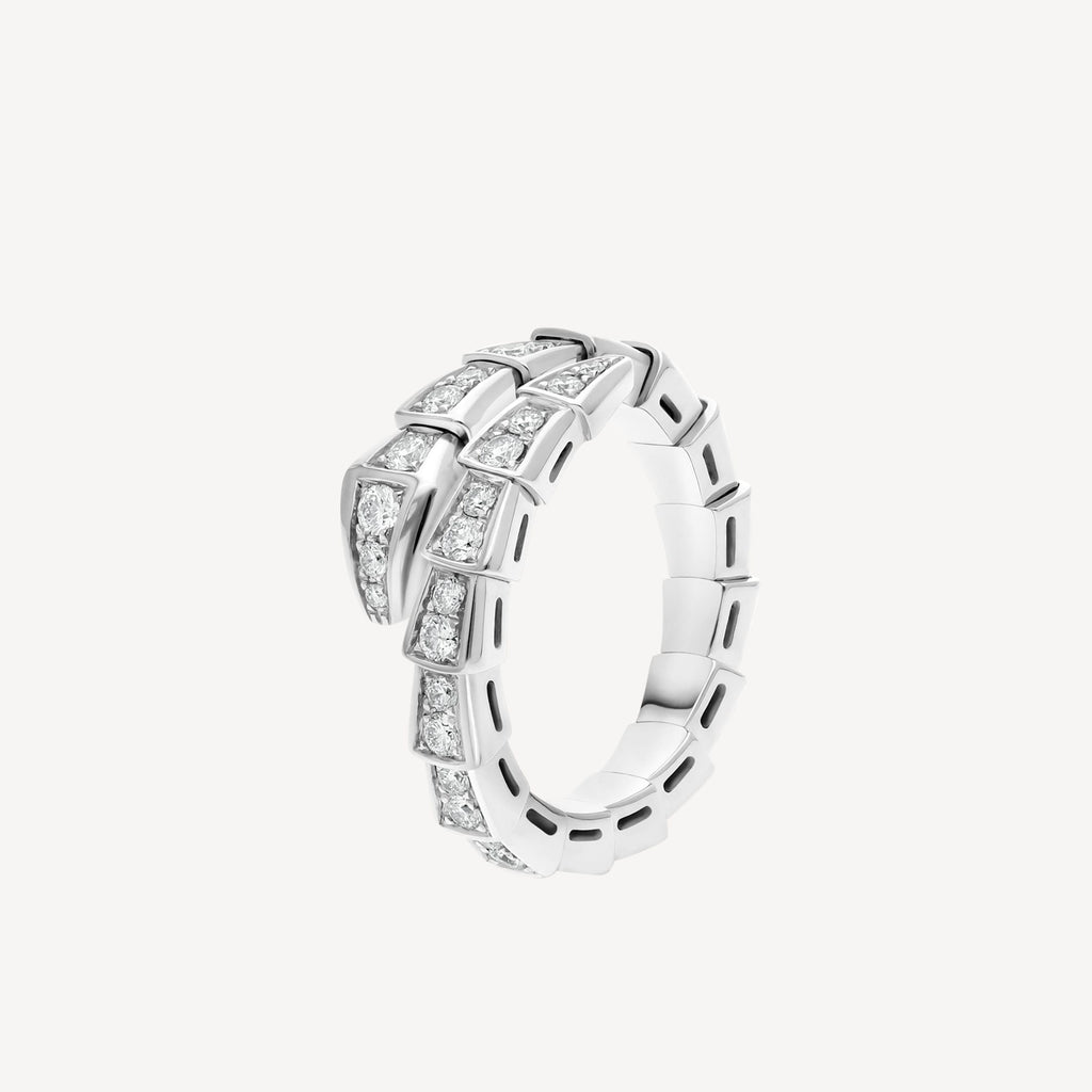 Bvlgari Serpenti Viper Pave Moissanite Ring - 18K White Gold