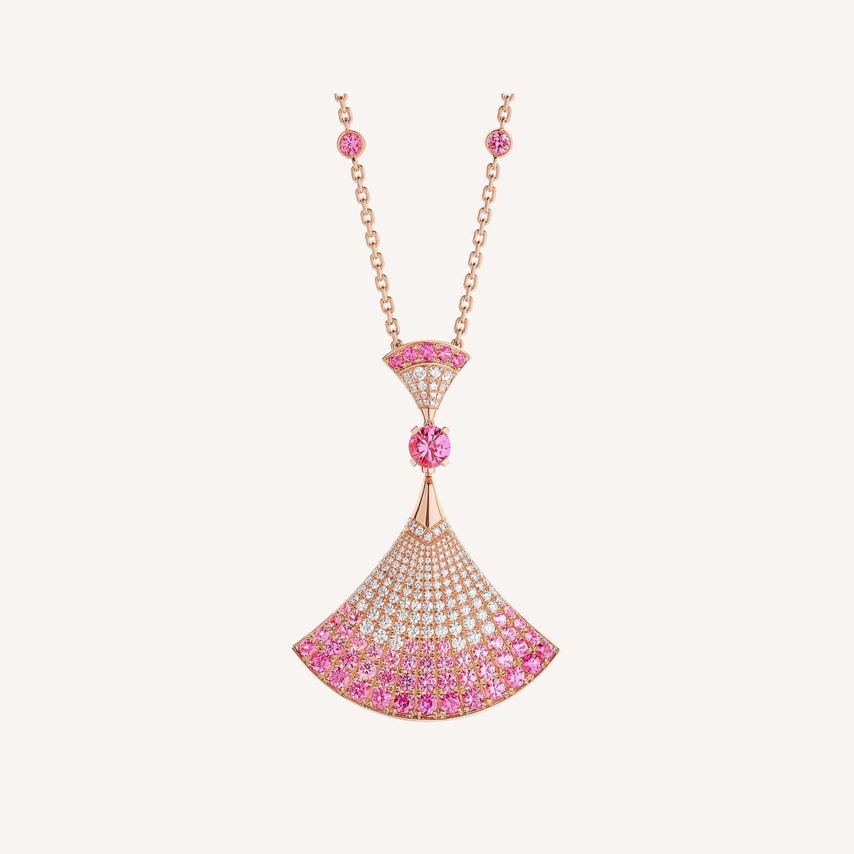 Bvlgari DIVAS' DREAM Pink Moissanite Necklace - 18K Gold