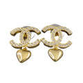 Chanel Classic Diamond Heart Earrings - 18K Yellow Gold