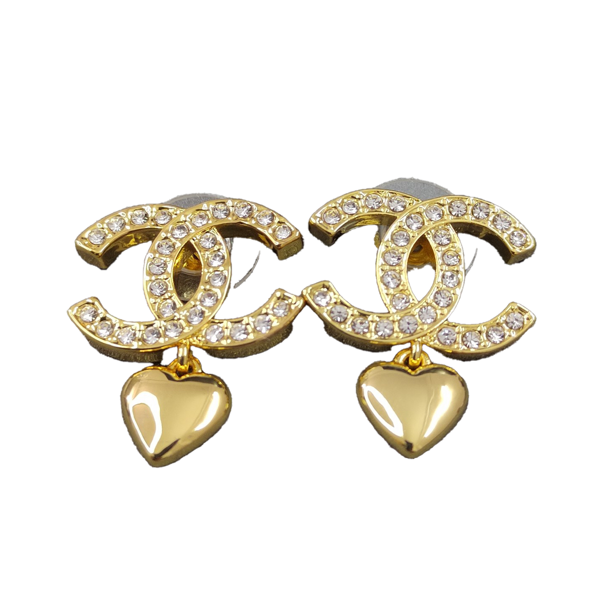 Chanel Classic Diamond Heart Earrings - 18K Yellow Gold