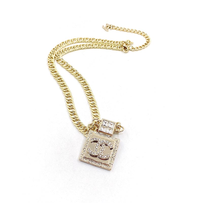 Chanel Metal & Diamond Pendant Necklace