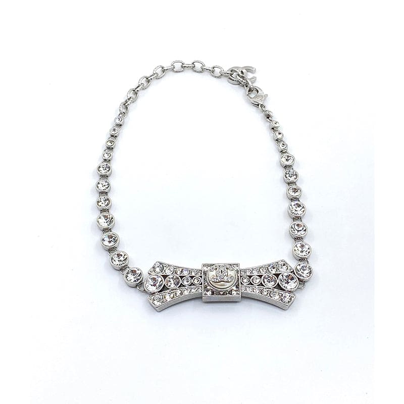 Chanel Diamond Bow Tie Pendant Necklace