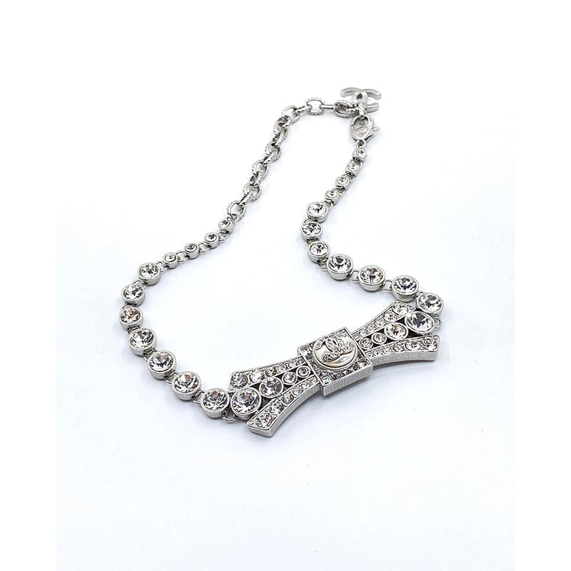 Chanel Diamond Bow Tie Pendant Necklace