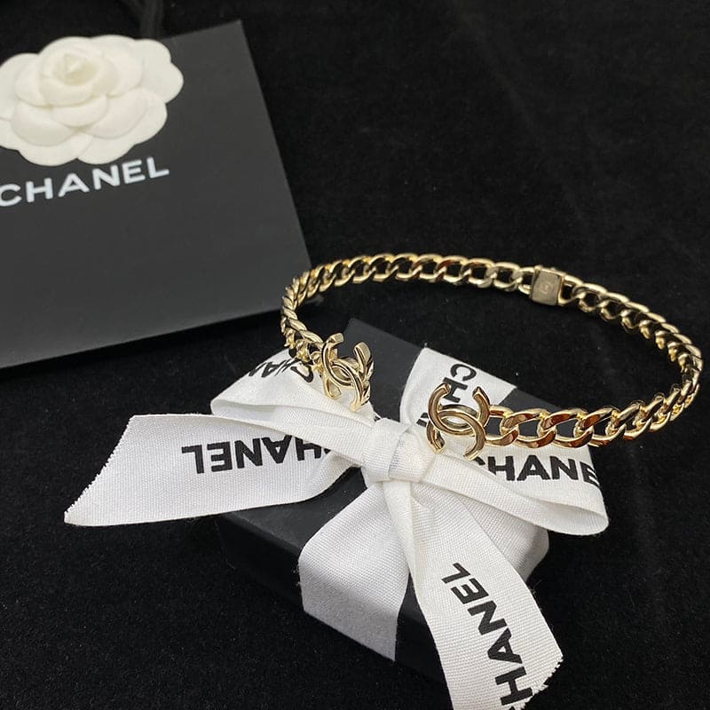 Chanel Interlocking Cuff Logo Choker Necklace