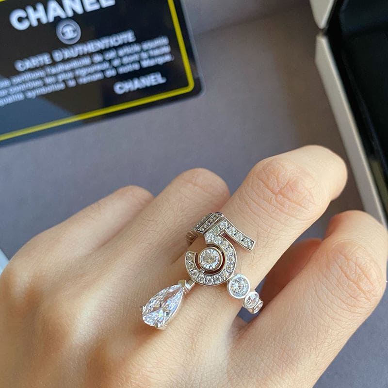 Chanel Diamond No.5 Drop Ring - 18K White Gold