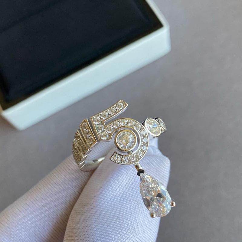 Chanel Diamond No.5 Drop Ring - 18K White Gold