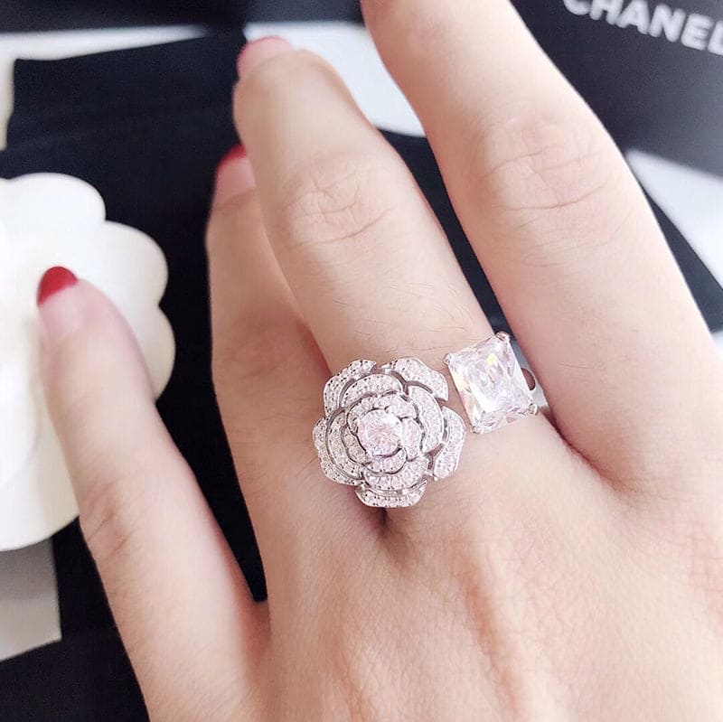 Chanel Diamond Camelia Ring - 18K White Gold