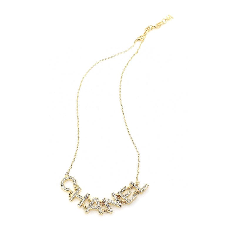Chanel Crystal 90's Icon Logo Necklace