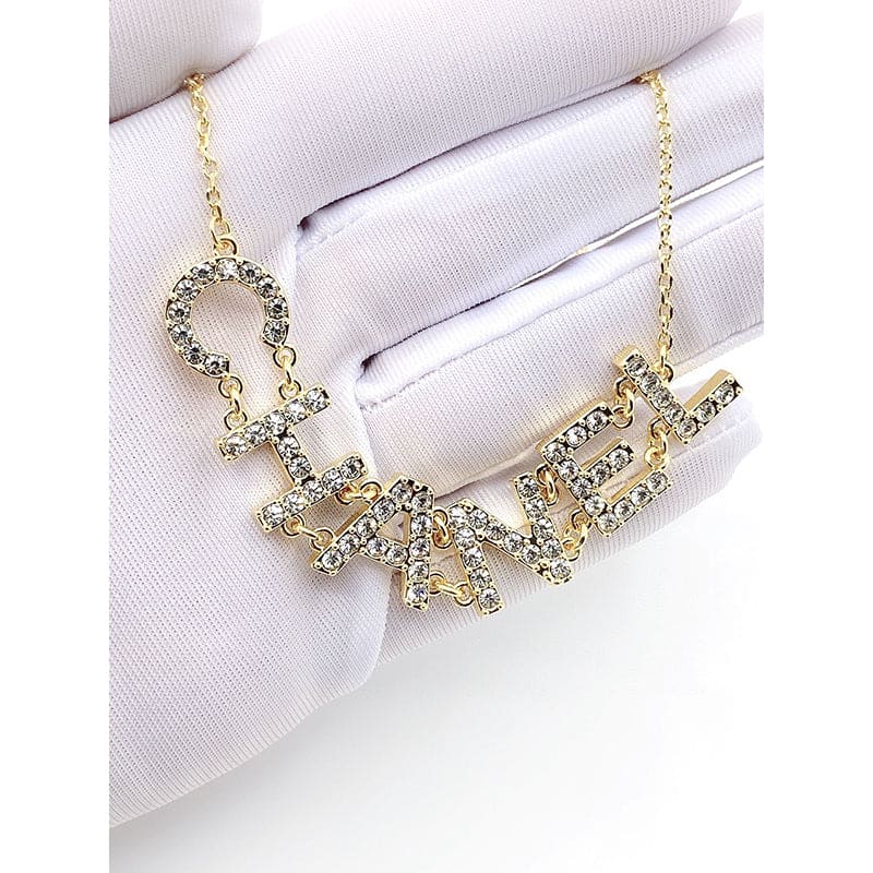 Chanel Crystal 90's Icon Logo Necklace