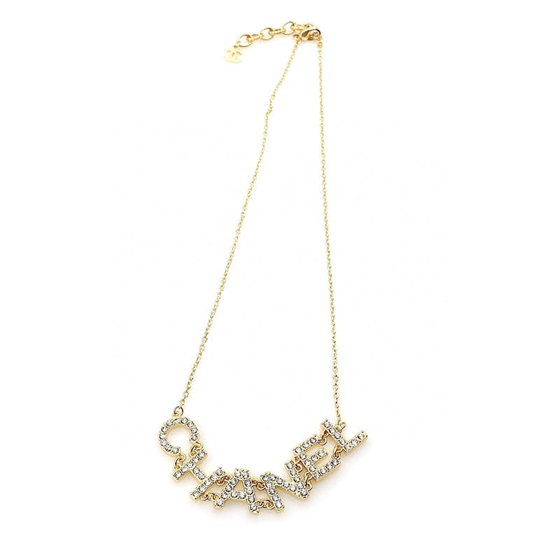 Chanel Crystal 90's Icon Logo Necklace