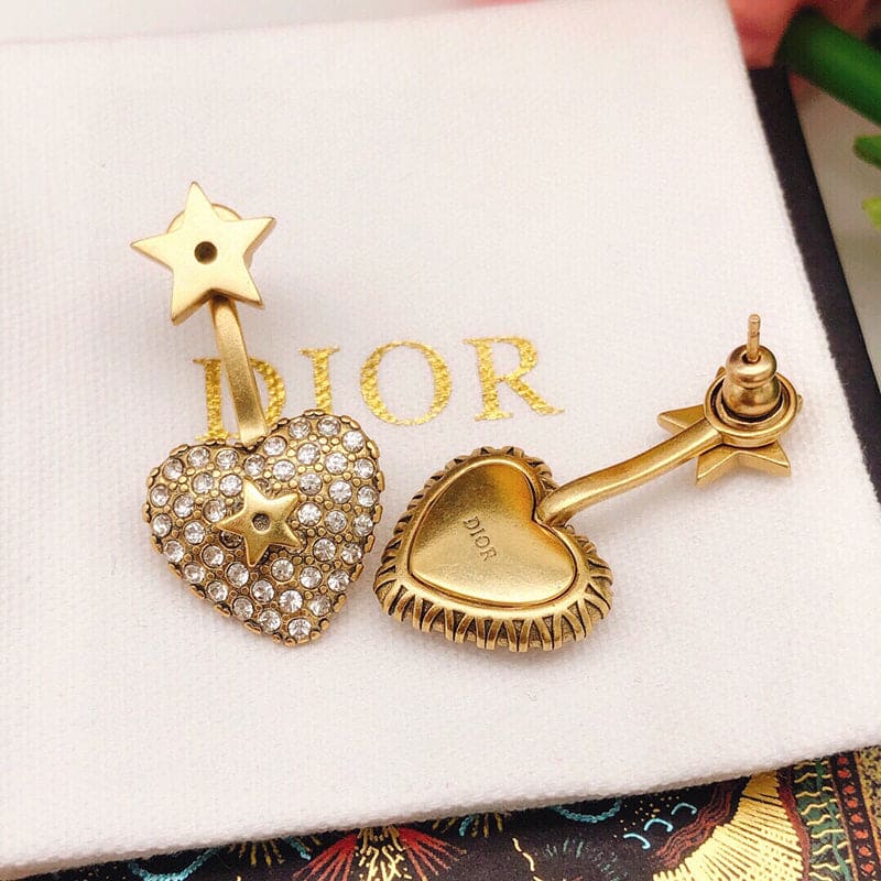 Dior Star & Heart Earrings - 18K Yellow Gold