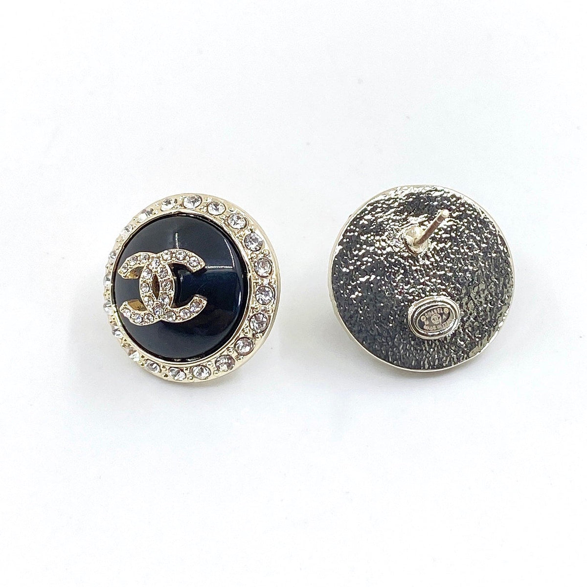 Chanel Black Crystal Earrings - 18K White Gold