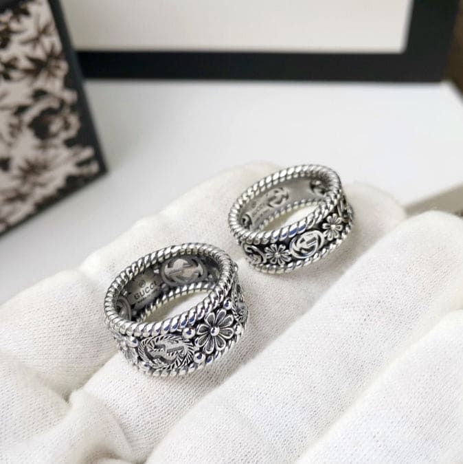 Gucci Double G Interlocking G Flowers Ring