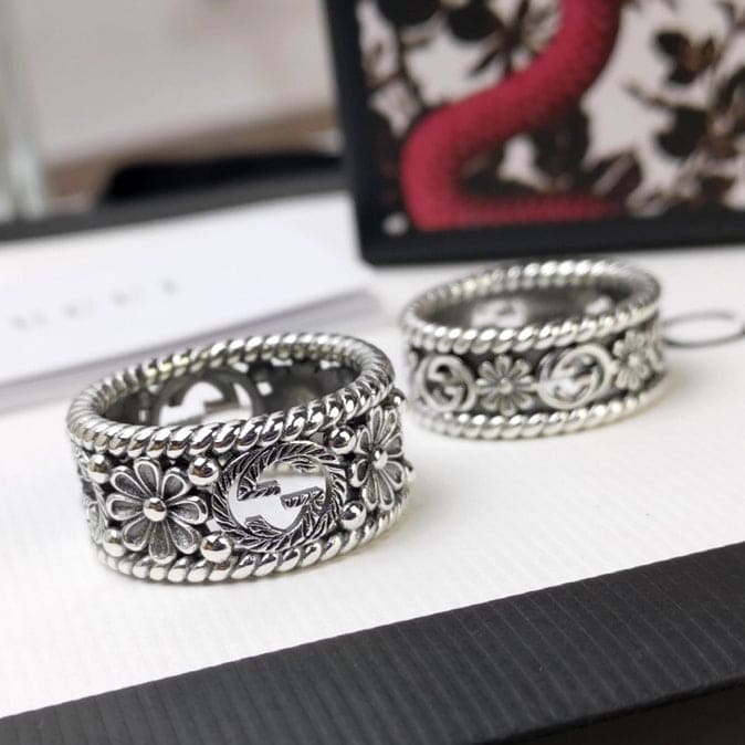 Gucci Double G Interlocking G Flowers Ring