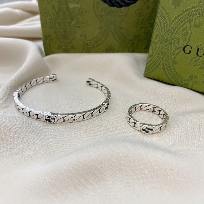 Gucci Double G Interlocking G Cuff Bracelet