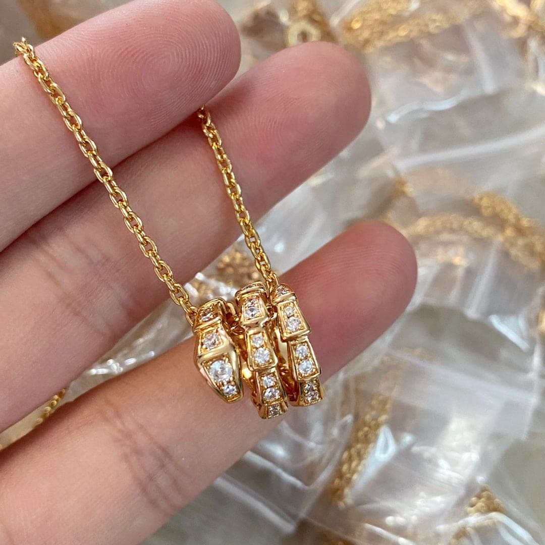 Bvlgari Serpenti Viper Pave Moissanite Necklace - 18K Gold
