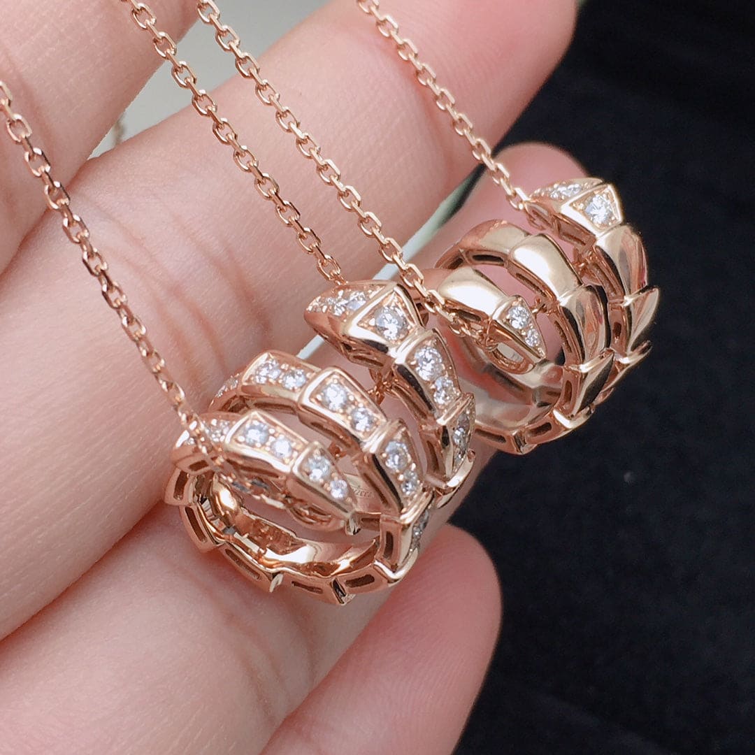 Bvlgari Serpenti Viper Pave Moissanite Necklace - 18K Gold