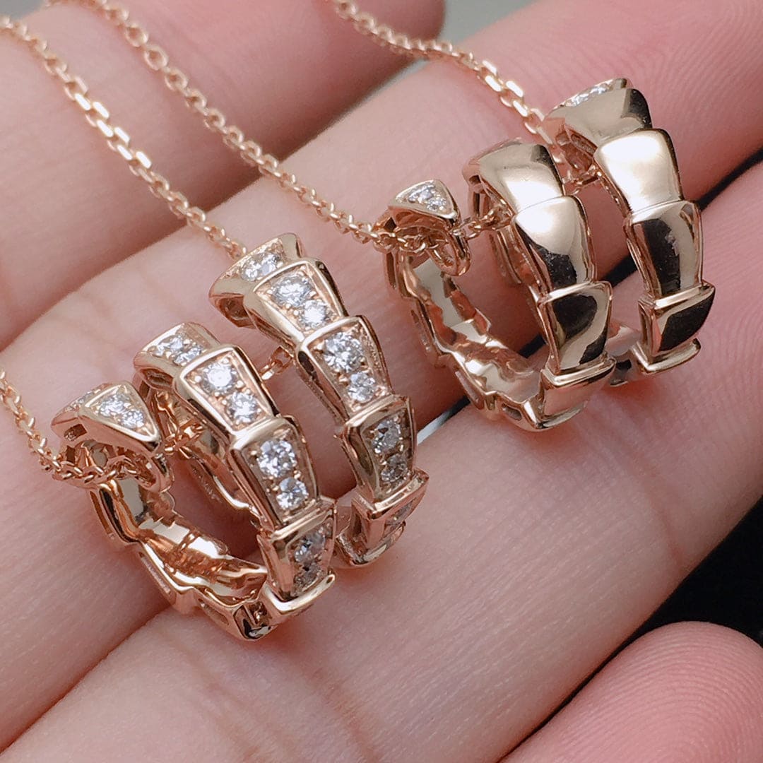 Bvlgari Serpenti Viper Pave Moissanite Necklace - 18K Gold