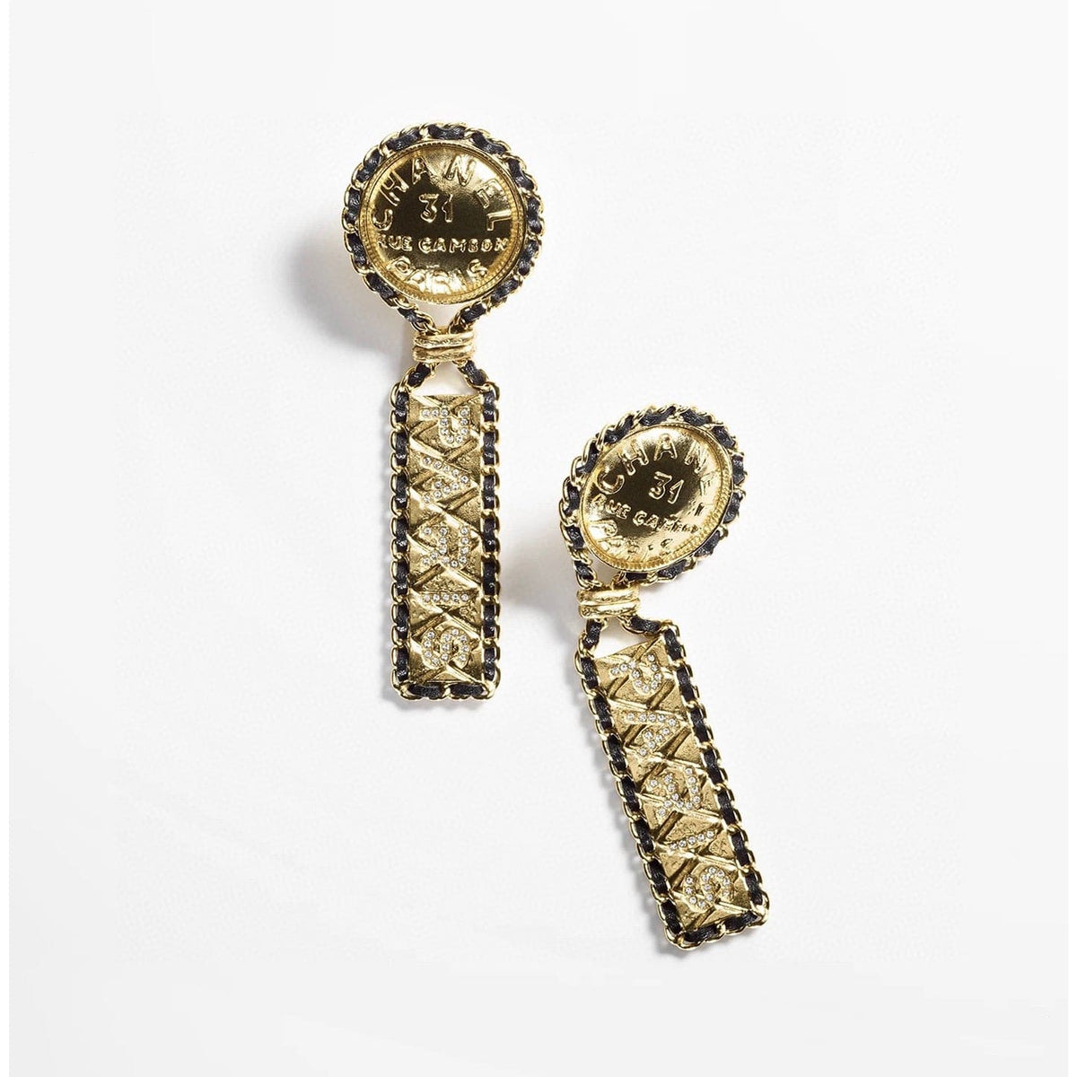 Chanel Leather Earrings - 18K Yellow Gold