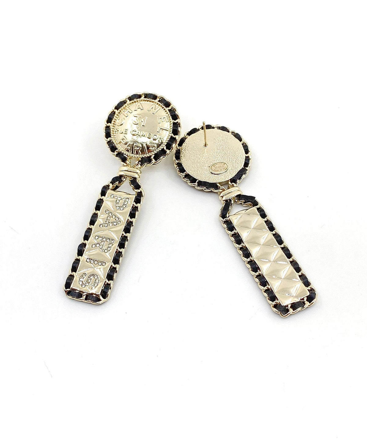 Chanel Leather Earrings - 18K Yellow Gold