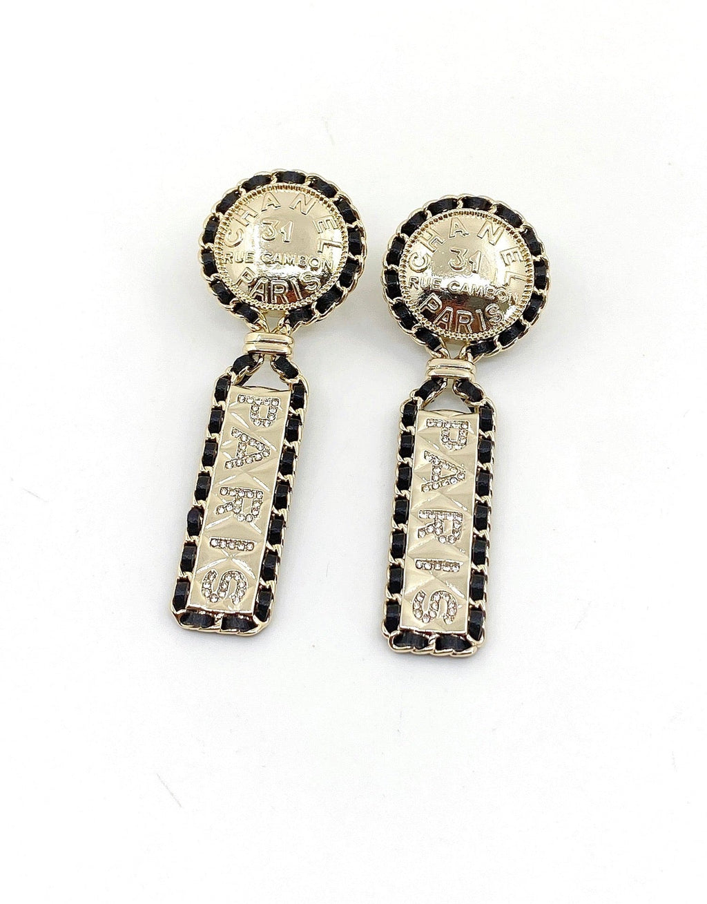Chanel Leather Earrings - 18K Yellow Gold