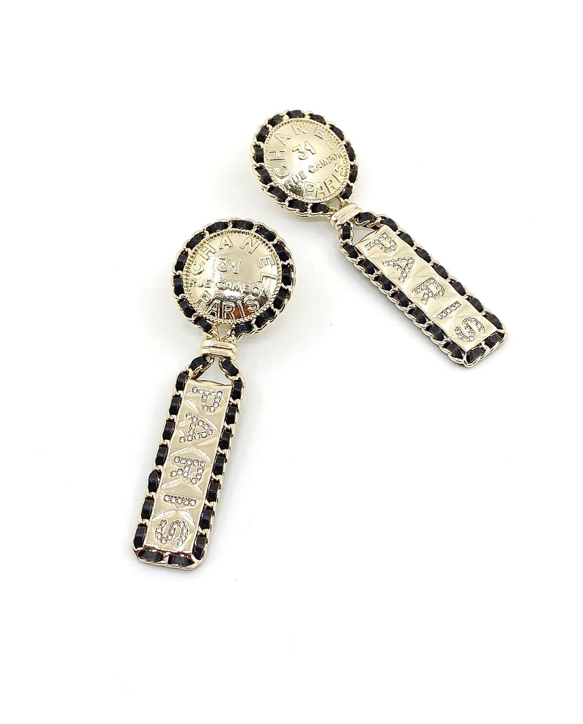 Chanel Leather Earrings - 18K Yellow Gold