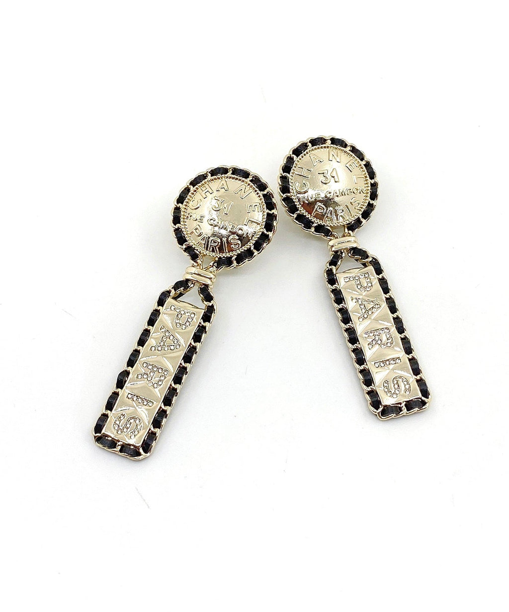 Chanel Leather Earrings - 18K Yellow Gold
