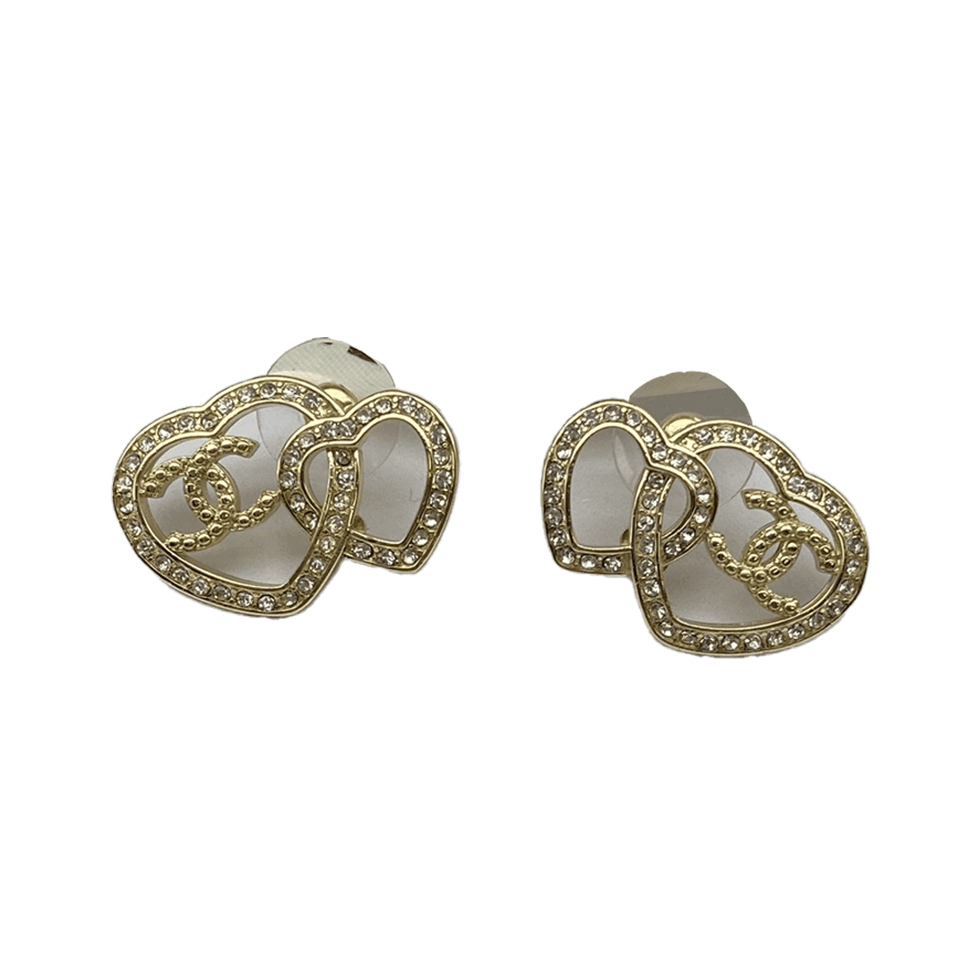 Chanel Heart Diamond Earrings - 1.8 cm Height - 18K Yellow Gold