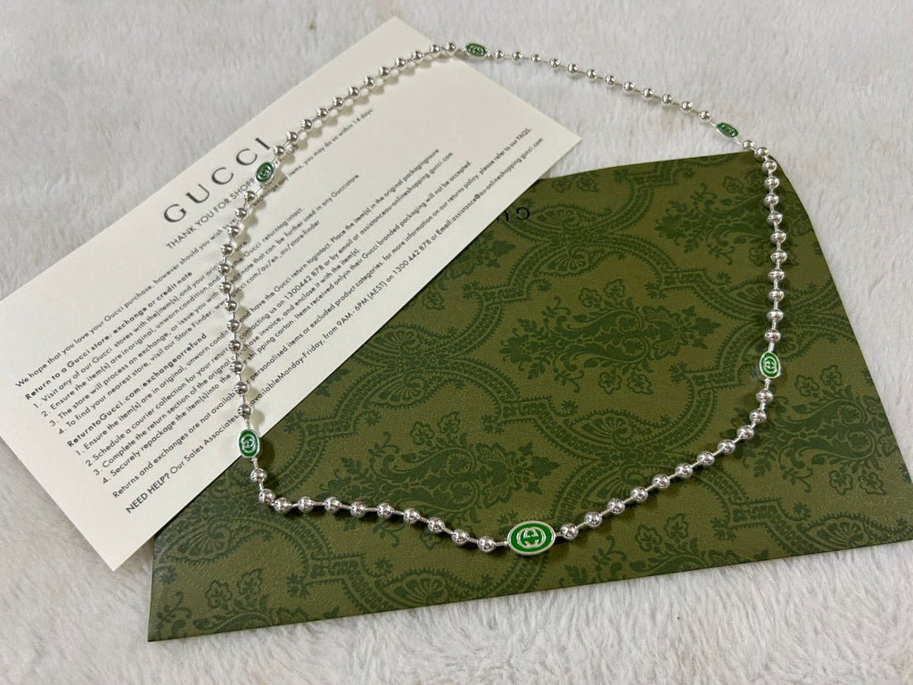 Gucci Double G Interlocking G Green Necklace