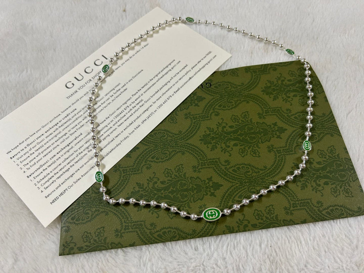 Gucci Double G Interlocking G Green Necklace