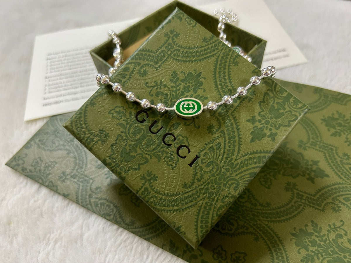 Gucci Double G Interlocking G Green Necklace