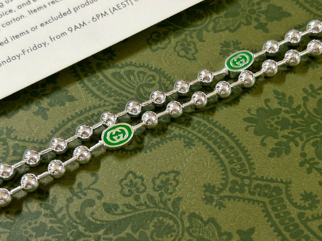 Gucci Double G Interlocking G Green Necklace