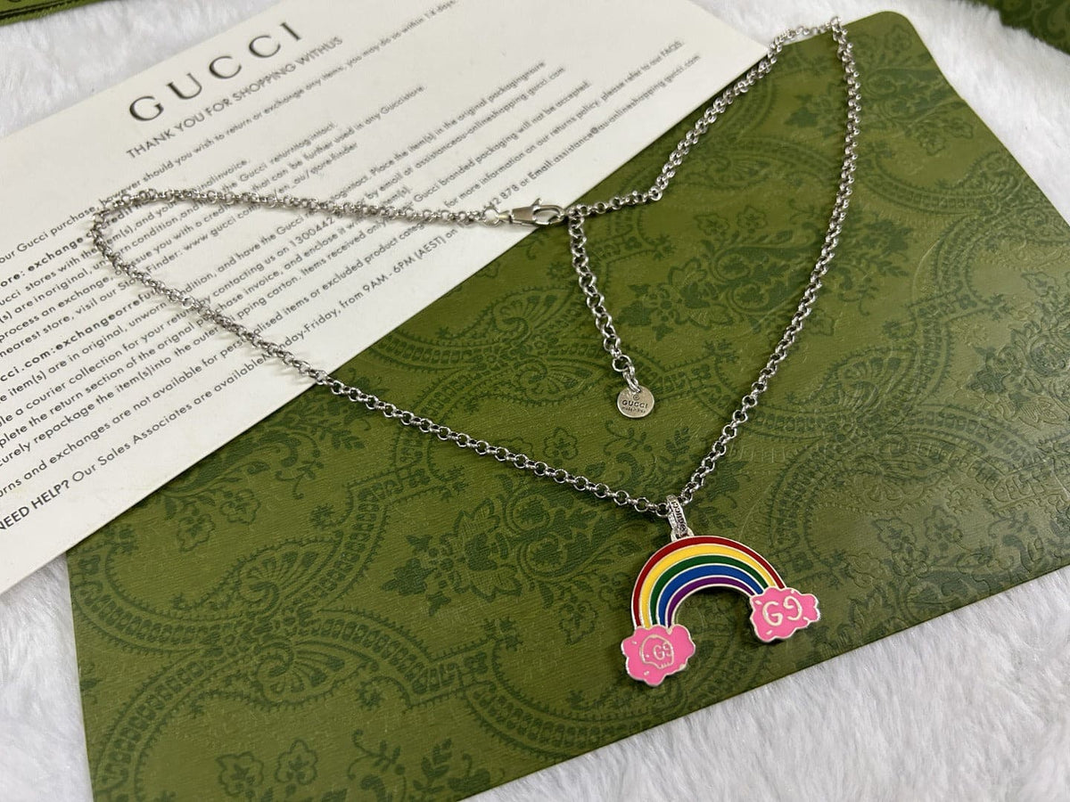 Gucci Double G Rainbow Pendant Necklace