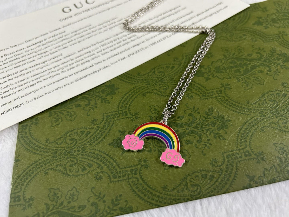 Gucci Double G Rainbow Pendant Necklace
