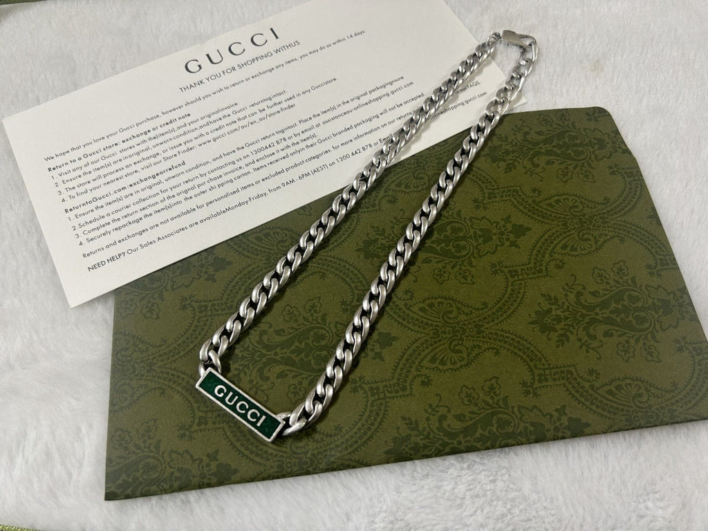 Gucci Double G Enamel Chain Necklace