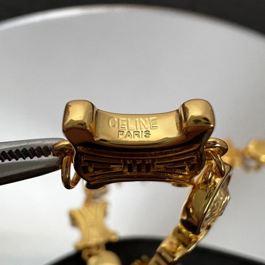 Celine Triomphe Crystal Bracelet - 18K Gold