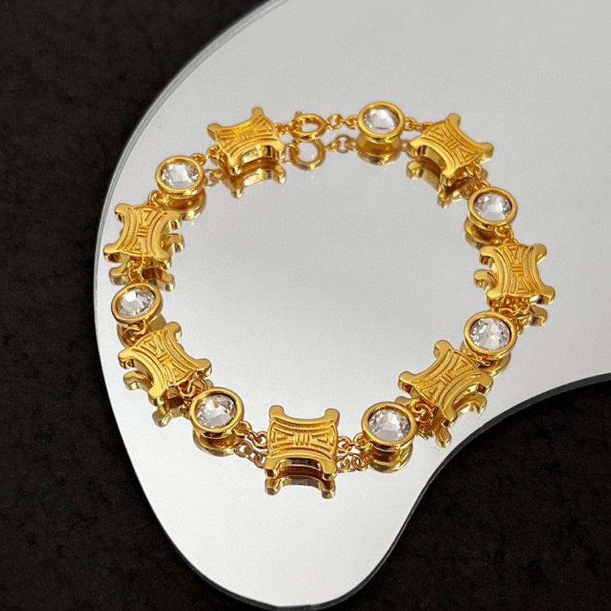 Celine Triomphe Crystal Bracelet - 18K Gold