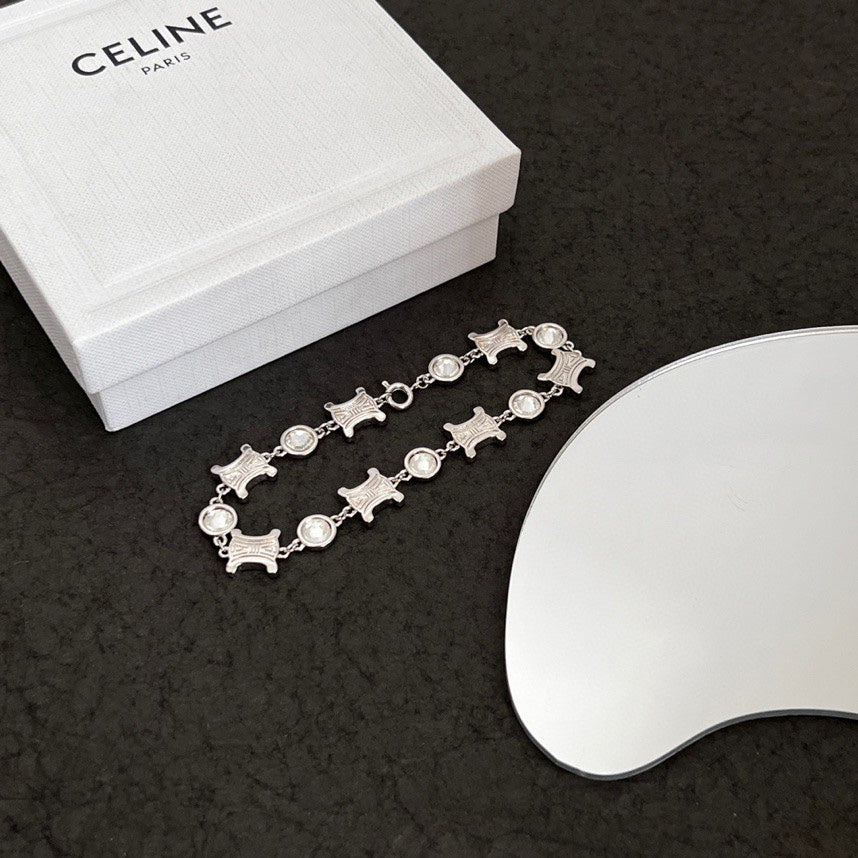 Celine Triomphe Crystal Bracelet - 18K Gold
