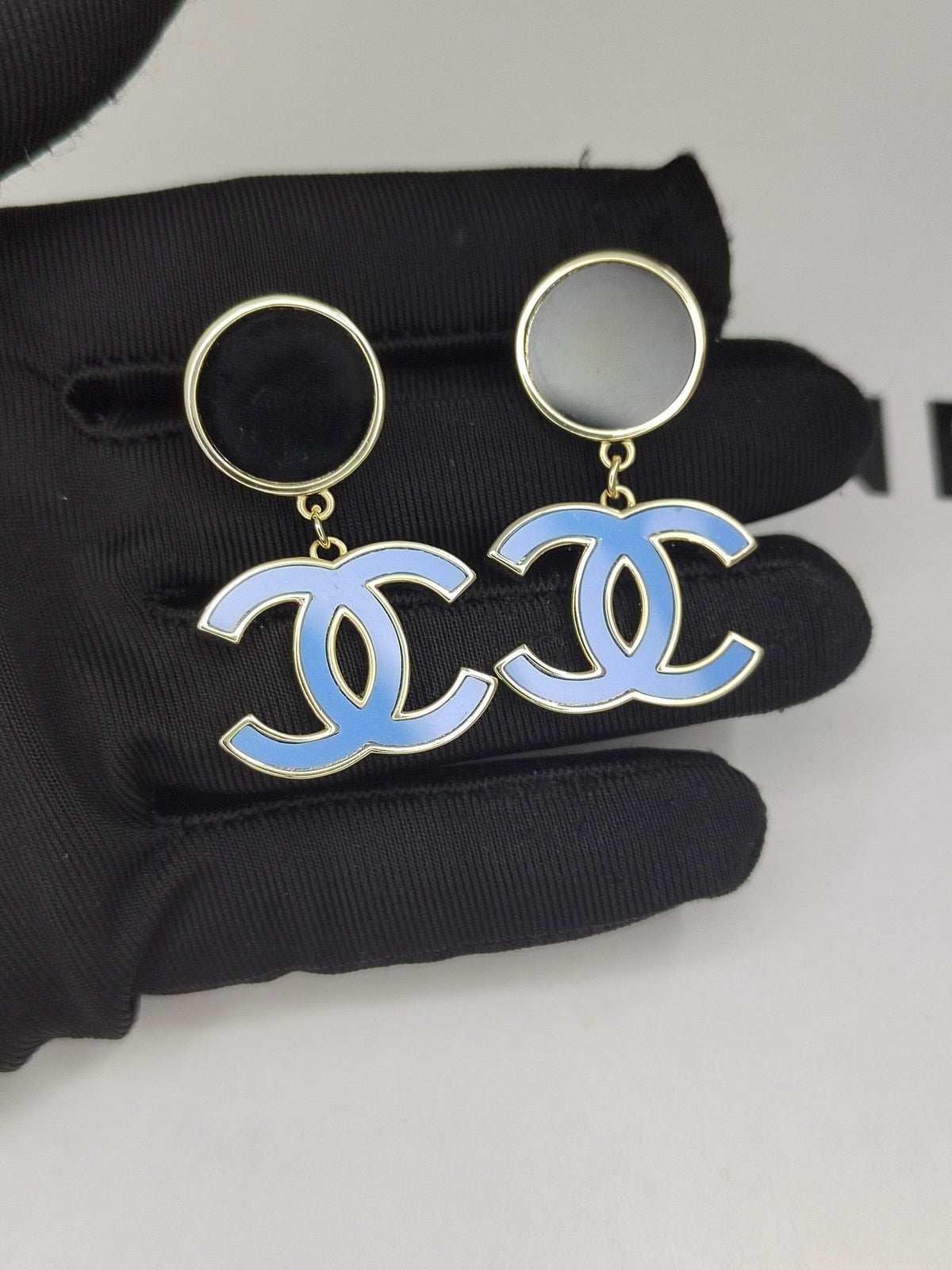 Chanel Classic Blue Dangle Earrings - 18K Yellow Gold