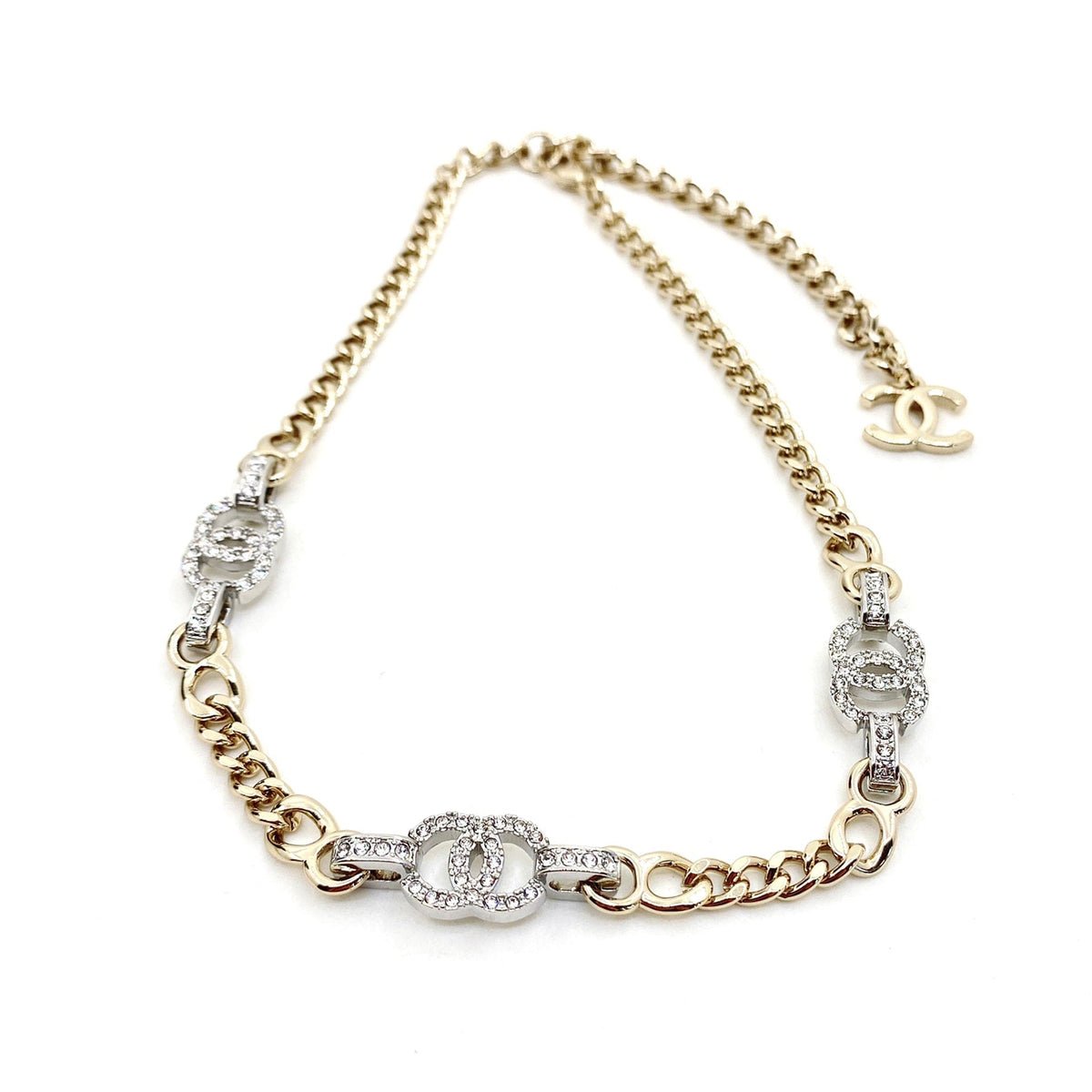Chanel Crystal Chain Links Choker Necklace