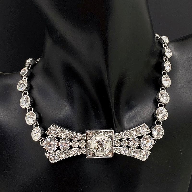 Chanel Diamond Bow Tie Pendant Necklace
