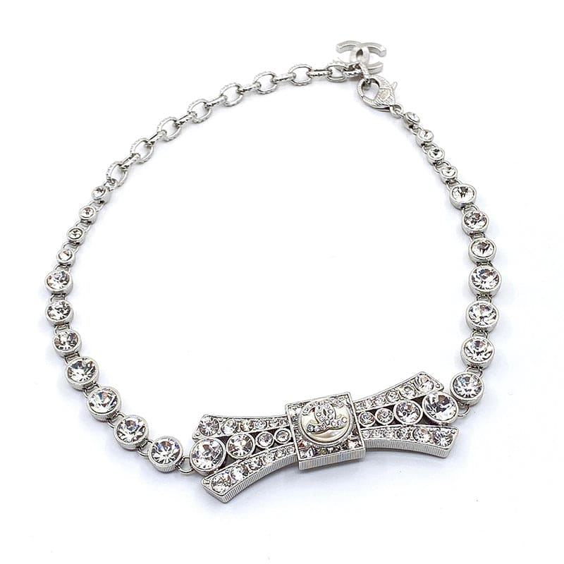 Chanel Diamond Bow Tie Pendant Necklace