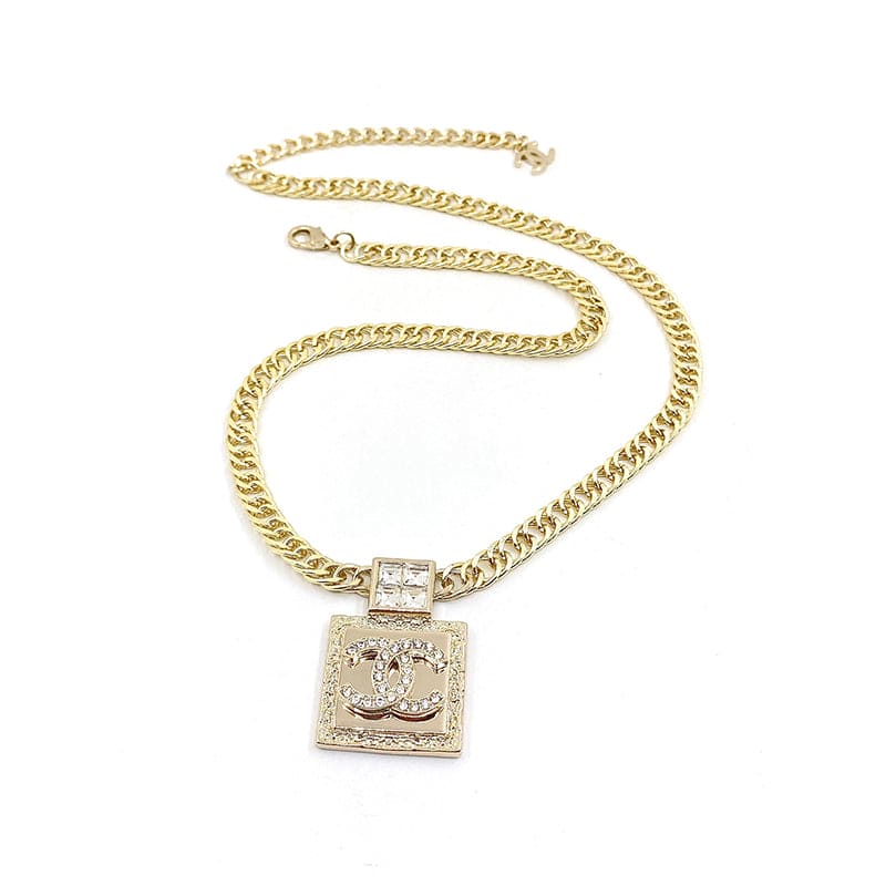 Chanel Metal & Diamond Pendant Necklace