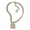 Chanel Metal & Diamond Pendant Necklace